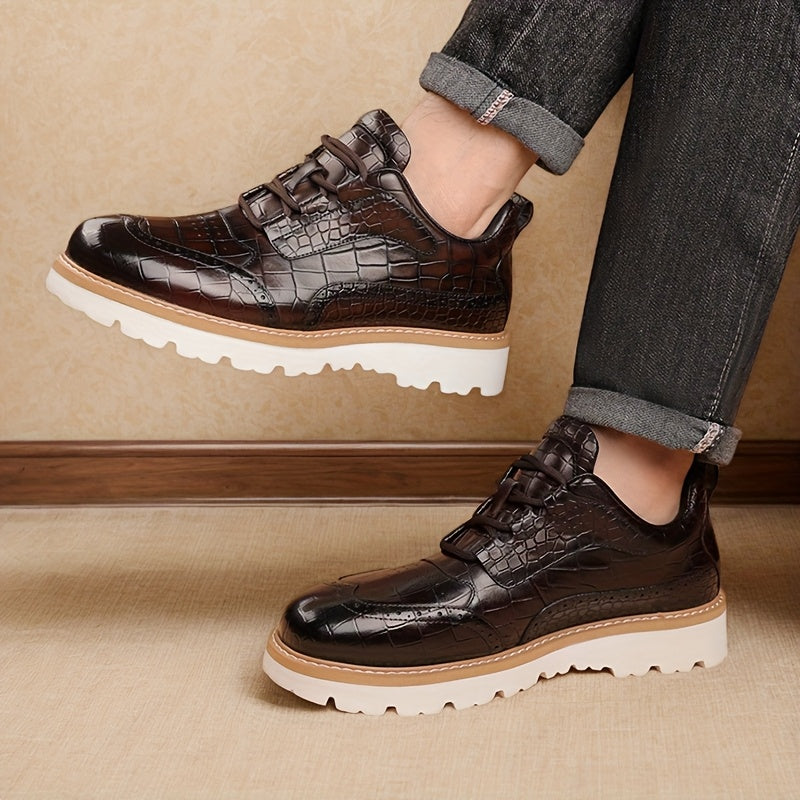 [Casual Men's Shoes] Men's Fashionable Casual Sports Shoes. with High - End Alligator Pattern, They Have A Comfortable, Durable And Slip - Resistant Rubber Sole, Suitable for Daily Commuting. These Are Large - Sized Men's Sho
