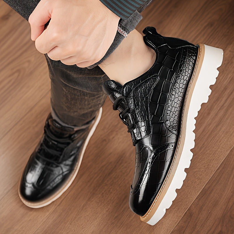 [Casual Men's Shoes] Men's Fashionable Casual Sports Shoes. with High - End Alligator Pattern, They Have A Comfortable, Durable And Slip - Resistant Rubber Sole, Suitable for Daily Commuting. These Are Large - Sized Men's Sho