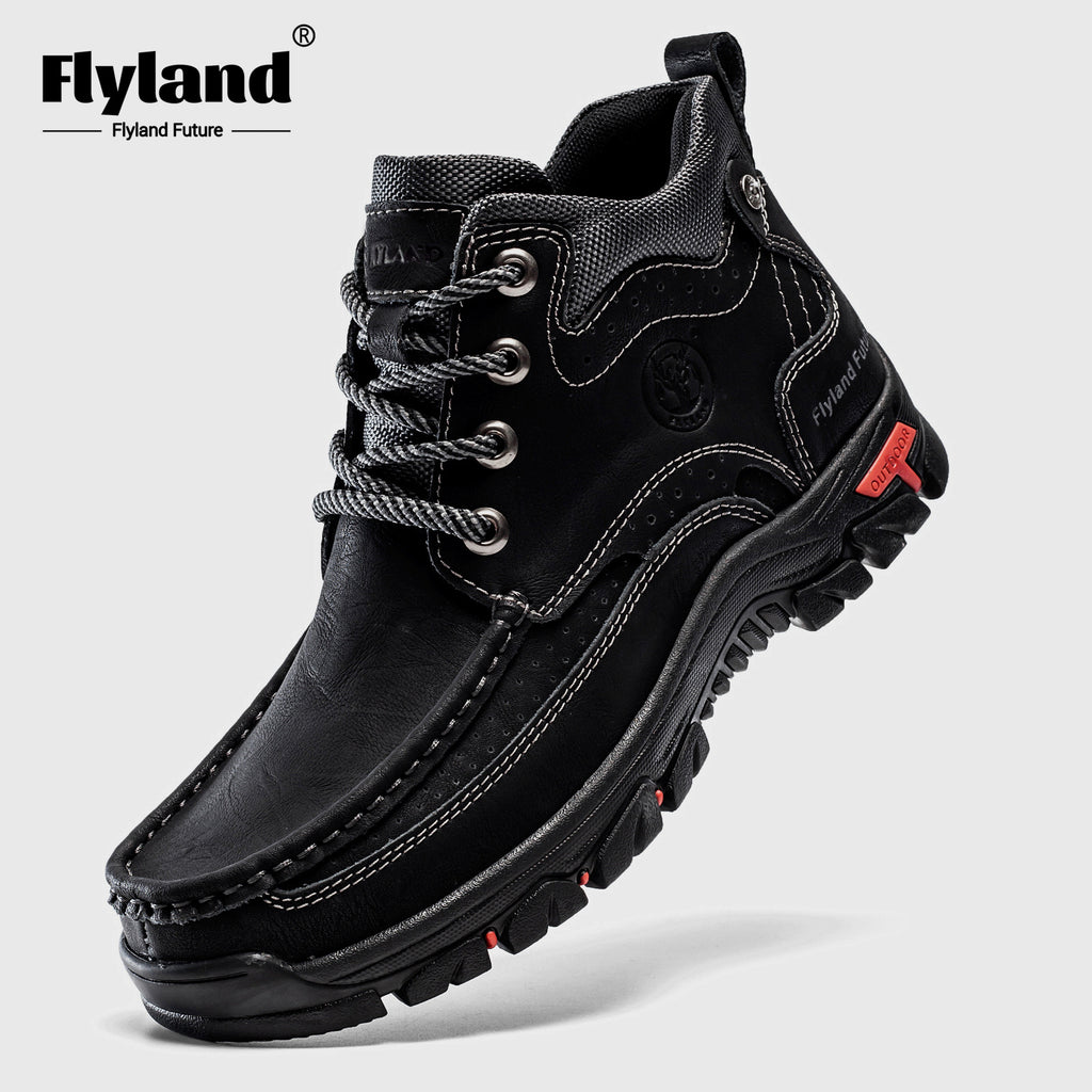 FLYLAND Men's Fashion Vintage Classical Genuine Leather Handmade Chukka Boots Daily Casual Work Office Shoes
