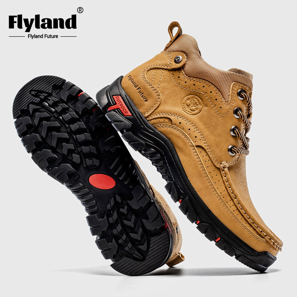 FLYLAND Men's Fashion Vintage Classical Genuine Leather Handmade Chukka Boots Daily Casual Work Office Shoes