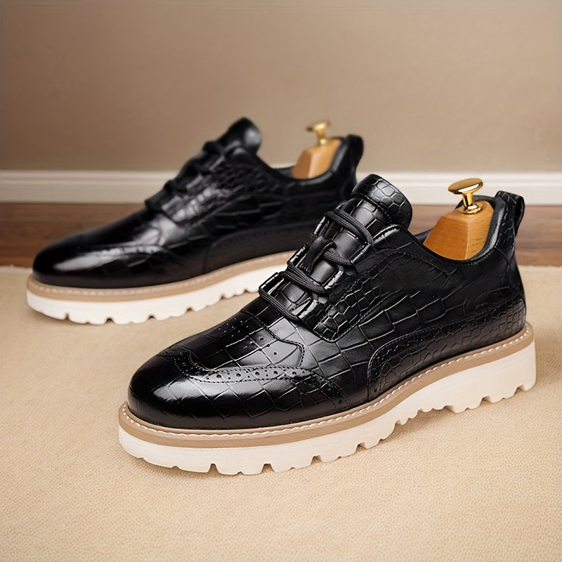 [Casual Men's Shoes] Men's Fashionable Casual Sports Shoes. with High - End Alligator Pattern, They Have A Comfortable, Durable And Slip - Resistant Rubber Sole, Suitable for Daily Commuting. These Are Large - Sized Men's Sho