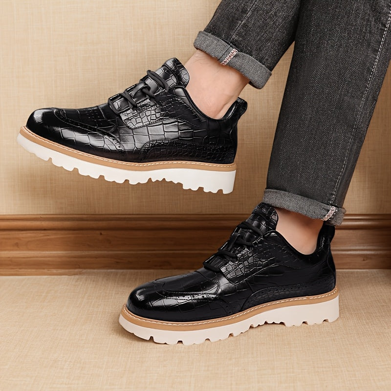 [Casual Men's Shoes] Men's Fashionable Casual Sports Shoes. with High - End Alligator Pattern, They Have A Comfortable, Durable And Slip - Resistant Rubber Sole, Suitable for Daily Commuting. These Are Large - Sized Men's Sho