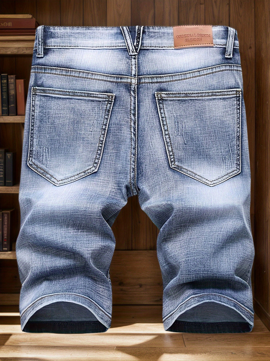 Ripped And Stretchy Men's Mid- Length Shorts Summer - Distressed Washed Jeans - Straight Leg Durable Fabric - Men's Street Style Shorts - Tight- Fitting And Worn- Out Men's Pants
