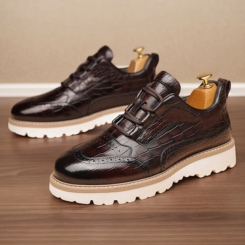 [Casual Men's Shoes] Men's Fashionable Casual Sports Shoes. with High - End Alligator Pattern, They Have A Comfortable, Durable And Slip - Resistant Rubber Sole, Suitable for Daily Commuting. These Are Large - Sized Men's Sho