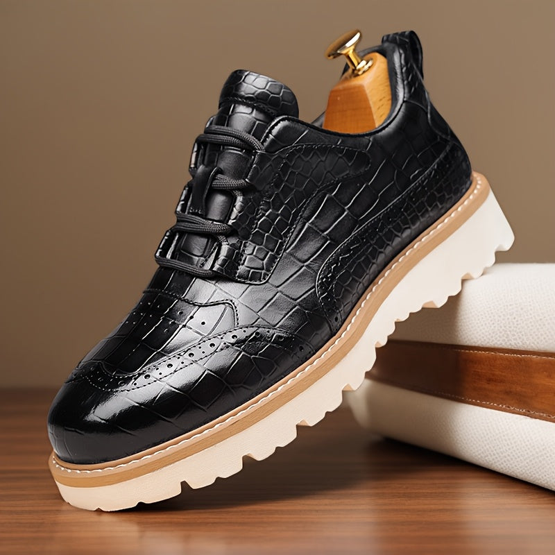 [Casual Men's Shoes] Men's Fashionable Casual Sports Shoes. with High - End Alligator Pattern, They Have A Comfortable, Durable And Slip - Resistant Rubber Sole, Suitable for Daily Commuting. These Are Large - Sized Men's Sho