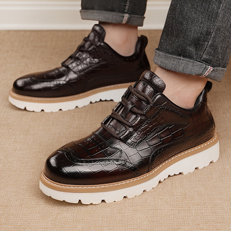 [Casual Men's Shoes] Men's Fashionable Casual Sports Shoes. with High - End Alligator Pattern, They Have A Comfortable, Durable And Slip - Resistant Rubber Sole, Suitable for Daily Commuting. These Are Large - Sized Men's Sho