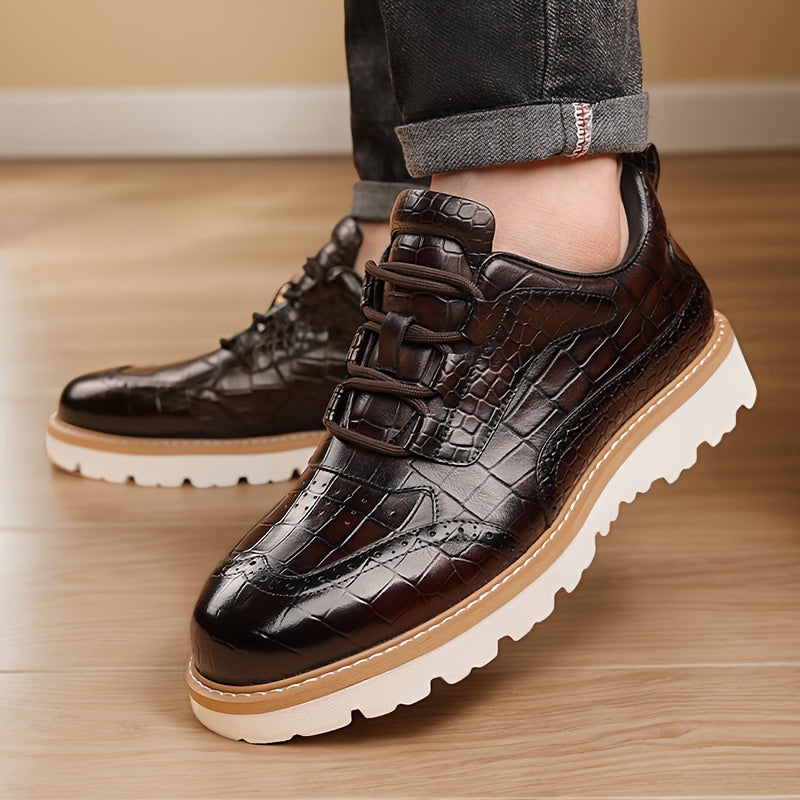 [Casual Men's Shoes] Men's Fashionable Casual Sports Shoes. with High - End Alligator Pattern, They Have A Comfortable, Durable And Slip - Resistant Rubber Sole, Suitable for Daily Commuting. These Are Large - Sized Men's Sho