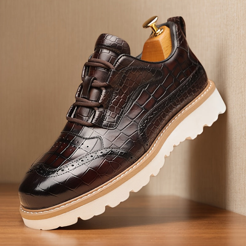 [Casual Men's Shoes] Men's Fashionable Casual Sports Shoes. with High - End Alligator Pattern, They Have A Comfortable, Durable And Slip - Resistant Rubber Sole, Suitable for Daily Commuting. These Are Large - Sized Men's Sho