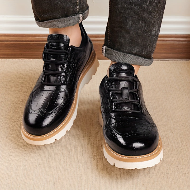 [Casual Men's Shoes] Men's Fashionable Casual Sports Shoes. with High - End Alligator Pattern, They Have A Comfortable, Durable And Slip - Resistant Rubber Sole, Suitable for Daily Commuting. These Are Large - Sized Men's Sho